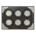 Set of 6 Nickel/ Wood 'Wilderness' Coasters with Tray (Thailand)