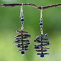 Silver 'Sea Princess' Pearl and Lapis Earrings (Thailand)