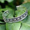 Sterling Silver 'Elephant Parade' Cuff Bracelet (Thailand)