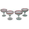 Set of 4 'Ruby Afternoon' Margarita Glasses (Mexico)