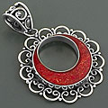 Sterling Silver Red Sea Coral Lacework Pendant (Indonesia)