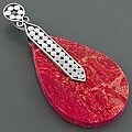 Sterling Silver Red Sea Coral Dew Drop Pendant (Indonesia)