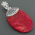 Sterling Silver Red Sea Coral Pendant (Indonesia)
