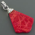 Sterling Silver Red Sea Coral Pendant (Indonesia)