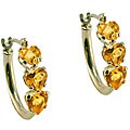 10k White Gold Citrine Heart-shape Hoop Earrings