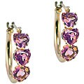 10k White Gold Amethyst Heart-shape Hoop Earrings