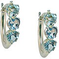 10k White Gold Blue Topaz Heart-shape Hoop Earrings