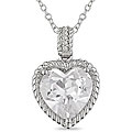 Silver Created White Sapphire and Diamond Necklace