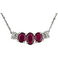 10k Gold Oval Created Ruby and Diamond Necklace