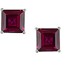 10k White Gold Created Ruby Solitaire Earrings