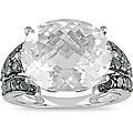 10k Gold White Topaz and 3/4ct TDW Black Diamond Ring