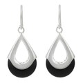 Sterling Silver Onyx Teardrop Dangle Earrings