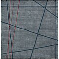 Hand-tufted Calvin Klein Blue Wool and Silk Rug (8' Square)