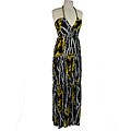 T-Bags Women's Full-length White/ Gold Pattern Dress