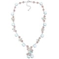 Sterling Silver Multi-gemstone and Pearl Necklace