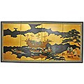 Gold Leaf Silk 'Dragon Boat' Painting (China)