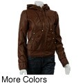 Miss Sixty Women's Faux Leather Jacket with Hood