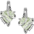 10k Gold Green Amethyst Diamond Trillion Earrings