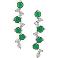 10k Gold Emerald and 1/10ct TDW Diamond Earrings (I-J, I2-I3)