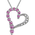 10k White Gold Pink Sapphire and Diamond Heart Necklace