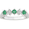 10k White Gold Emerald and 1/6ct TDW Diamond Ring