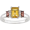 10k Gold Citrine, Garnet and Diamond Ring