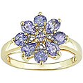 10k Yellow Gold Tanzanite and Diamond Flower Ring
