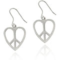 Sterling Silver Heart-shaped Peace Sign Dangle Earrings