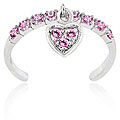 Sterling Silver Pink CZ Dangling Heart Toe Ring