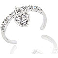 Sterling Silver CZ Dangling Heart Toe Ring