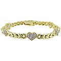 18k Gold/ Silver Diamond Accent Heart Bracelet