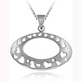 Sterling Silver Oval Heart Pendant Necklace