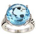 Meredith Leigh Sterling Silver Sky Blue Topaz and Cubic Zirconia Ring