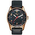 Puma Men's Race Black Leather Strap Watch