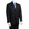 Luca Bertoni Men's 2-piece Black Window Pane Plaid Suit