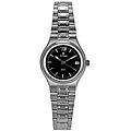 Titan Women's Elegant Black Dial Silvertone Watch