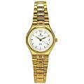 Titan Elegant Women's Goldtone Steel White Dial Date Watch