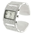 Geneva Women's Platinum CZ Textured Cuff Watch
