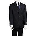 Luca Bertoni Men's Black Stripe Wool 3-button Suit