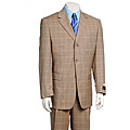 Luca Bertoni Men's Beige Windowpane Wool 3-piece Suit