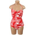 Alicia Simone Women's Red/ White One-piece Swimsuit