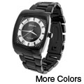 Geneva Platinum Men's Black Face Link Watch