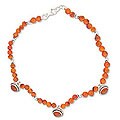 Silver 'Love Song' Carnelian Anklet (India)