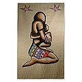 Indian 'Motherhood' Chain-stitched Kashmiri Rug (3' x 5')