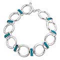 Silver Chrysocolla 'Join Me' Link Bracelet (Peru)
