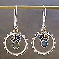 Sterling Silver Citrine and Iolite 'Eternity' Earrings (India)