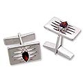 Sterling Silver Garnet 'Flame' Cuff Links (India)