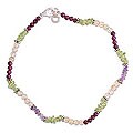 Sterling Silver Multi-gemstone 'Aurora' Anklet (India)