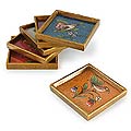 Set of 6 Glass 'Birds of Peace' Coasters (Peru)