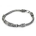 Sterling Silver Men's 'Royal Scrolls' Bracelet (Thailand)